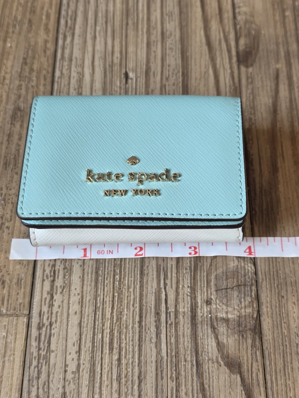 kate spade New York Small Saffiano Card Holder in Light Aqua